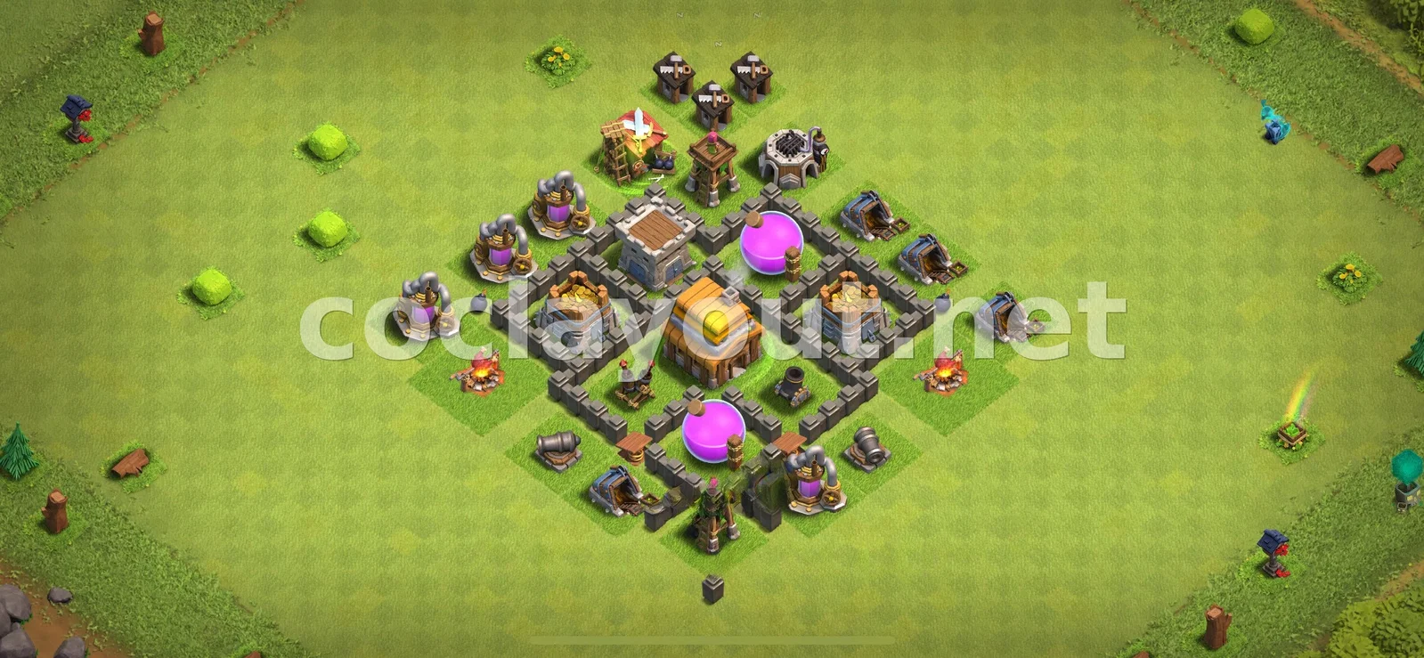 Disseny de Base de Farming TH4 Eficient – previsualització del disseny TH4