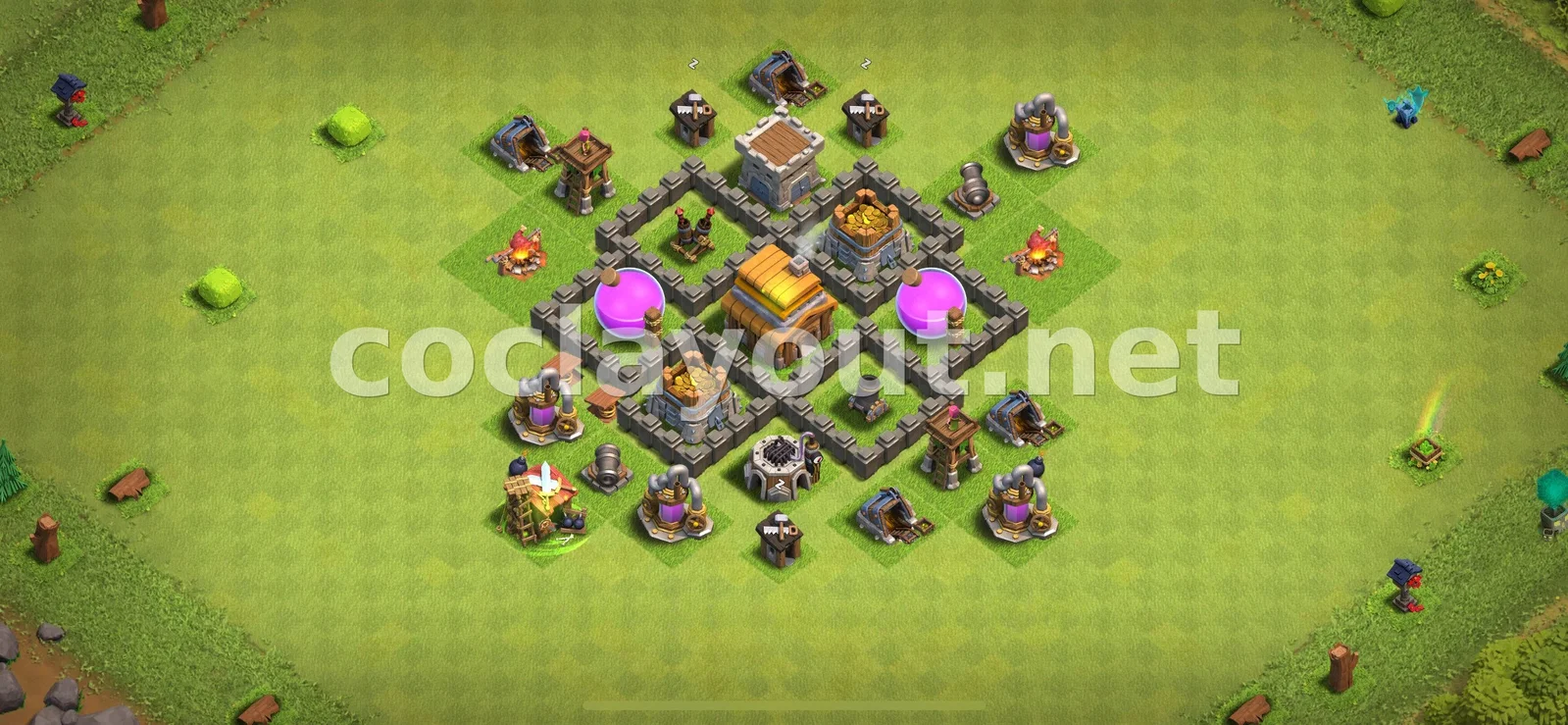 Base de Farming Eficaç TH4 – previsualització del disseny TH4