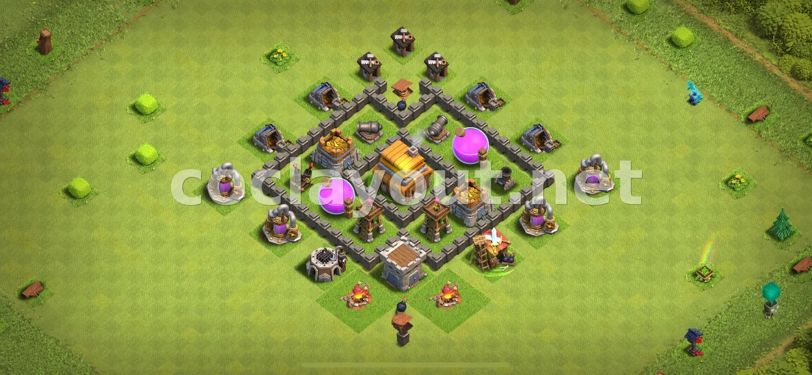 Protegeix els teus recursos amb la base de farming TH4 – previsualització del disseny TH4