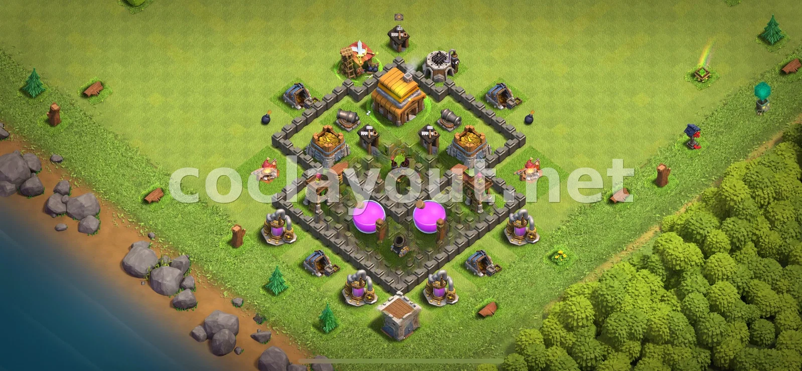 Protegeix els recursos amb la base de farming TH4 – previsualització del disseny TH4