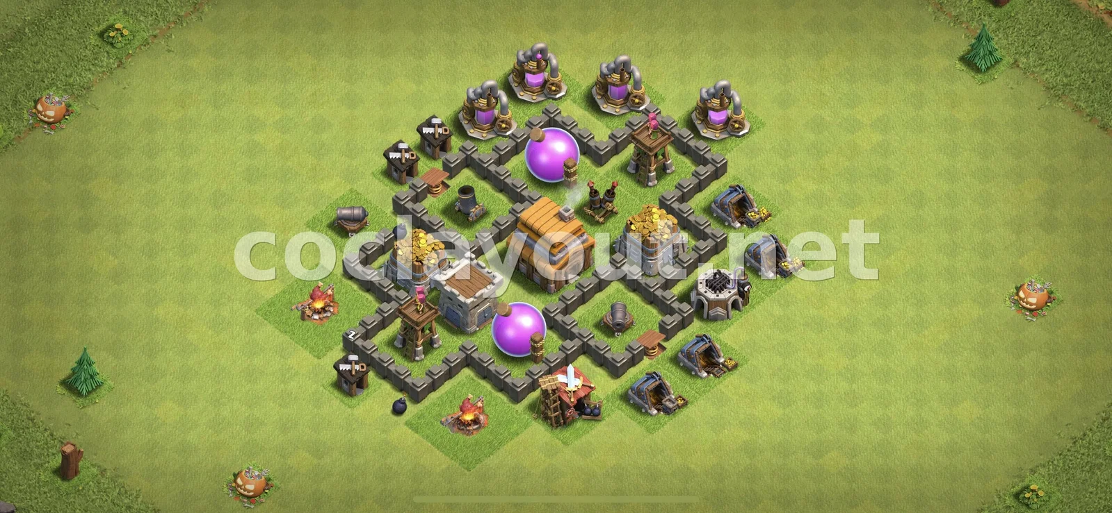 Mejor Diseño de Farming TH4 – vista previa del diseño TH4