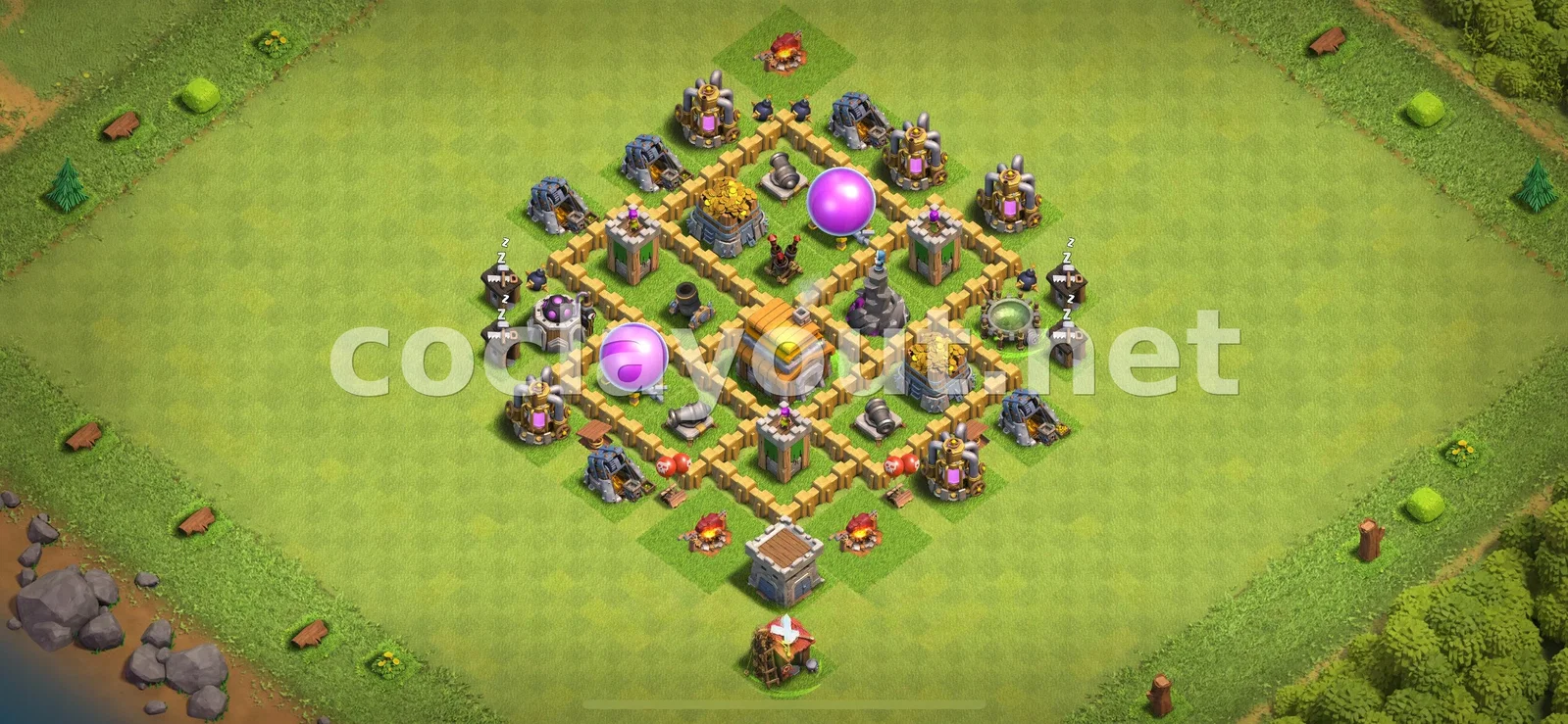 Diseño de farming TH5 para proteger tus recursos – vista previa del diseño TH5