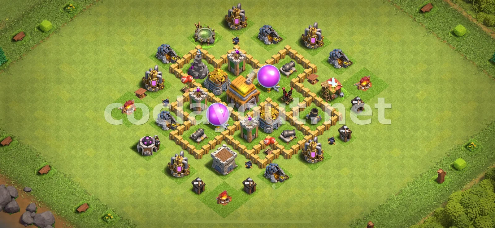Diseño de farming TH5 para proteger tu botín – vista previa del diseño TH5