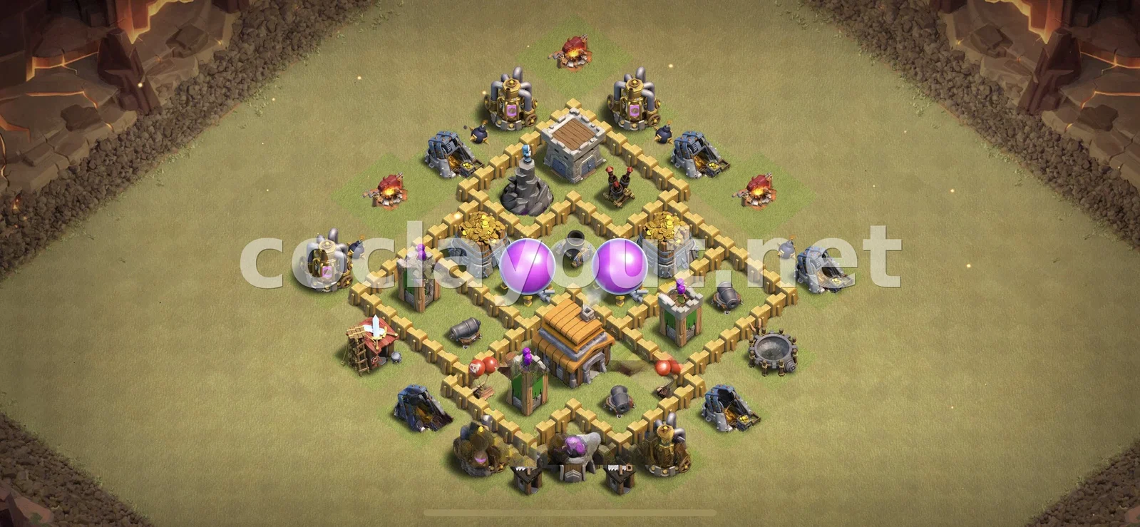 TH5 部落战阵型：防御策略 – TH5 布局预览