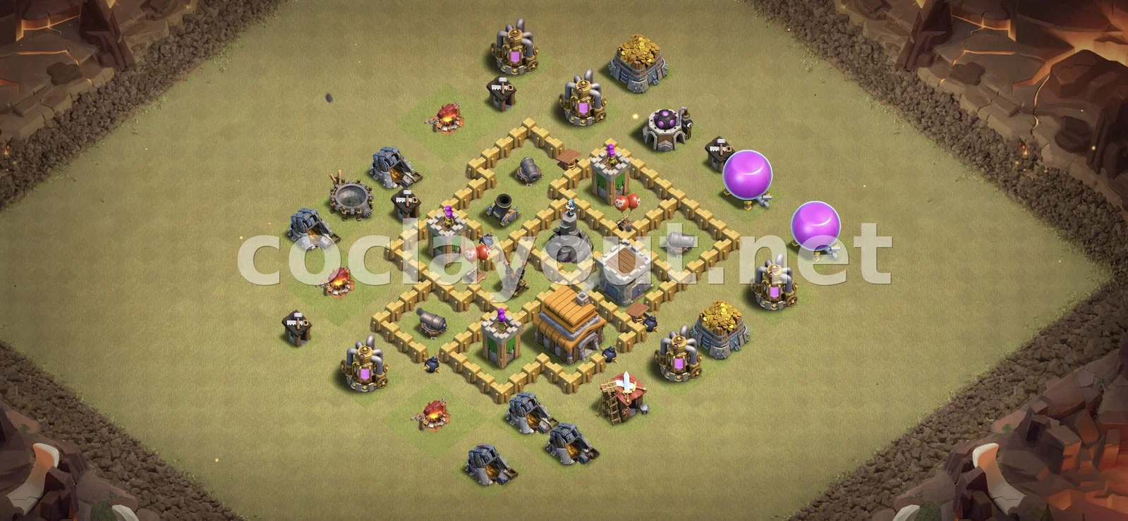 TH5 部落战阵型 #28 – TH5 布局预览