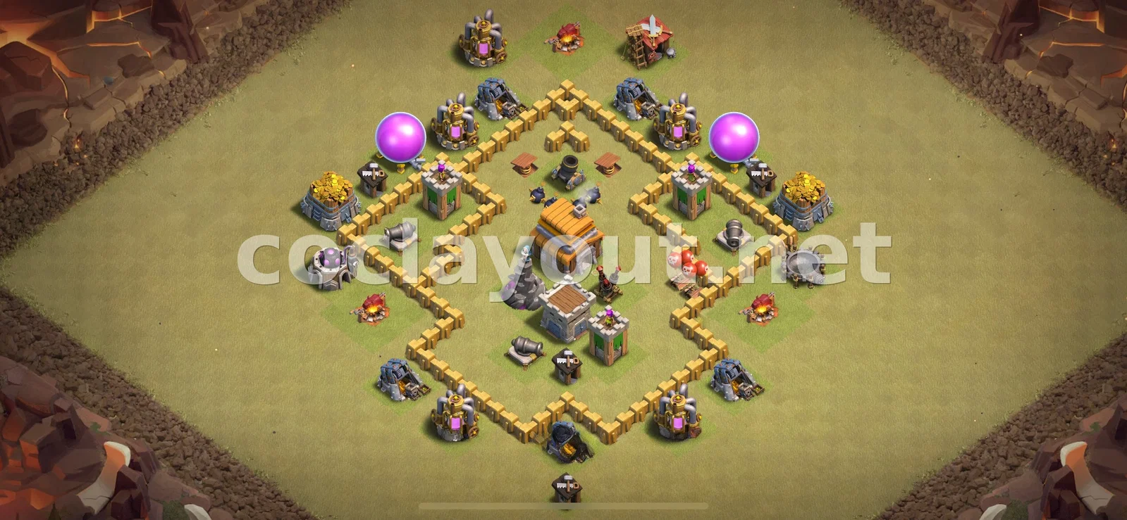 TH5 部落战阵型 #25 – TH5 布局预览