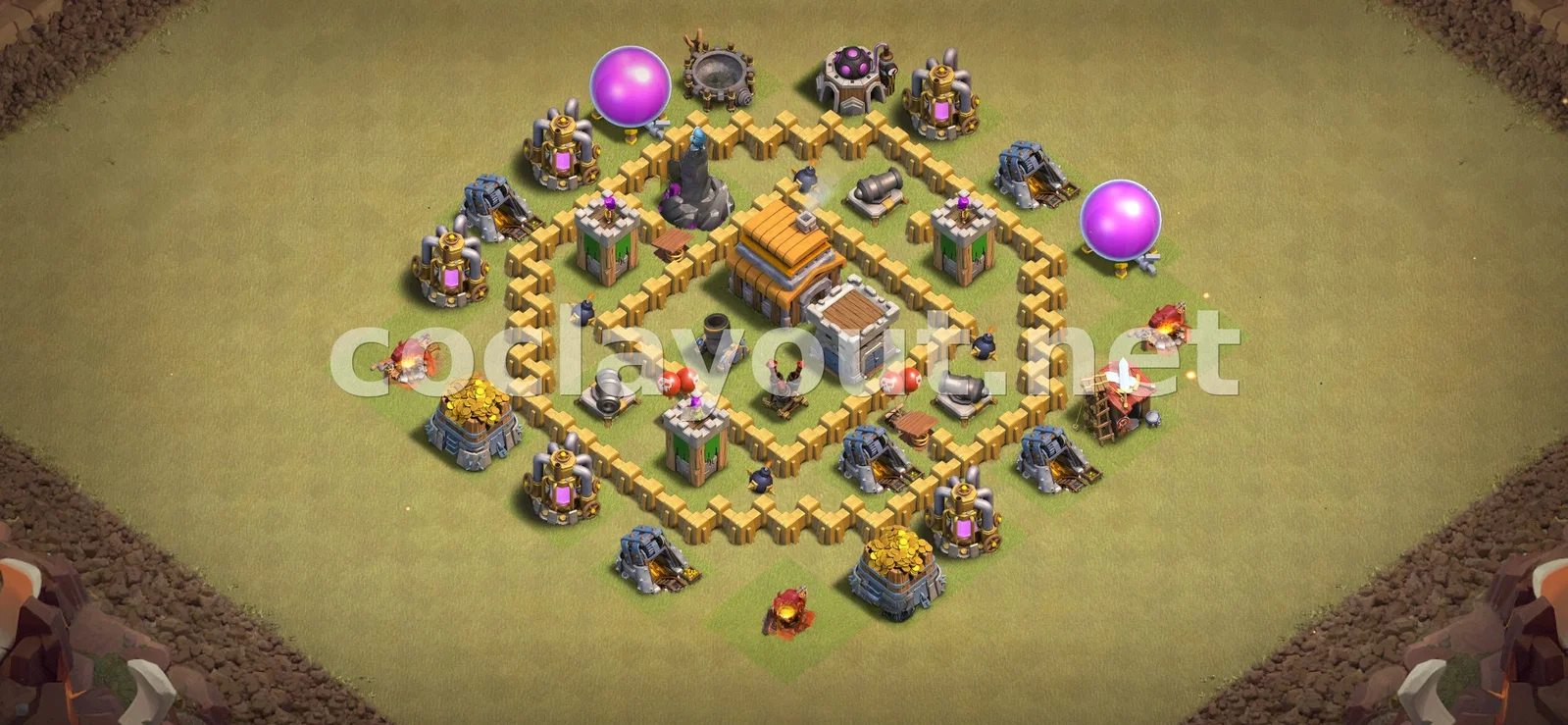 TH5 部落战阵型 #23 – TH5 布局预览