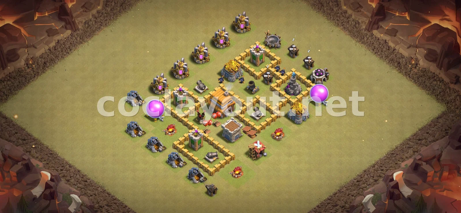 TH5 部落战阵型 #12 – TH5 布局预览