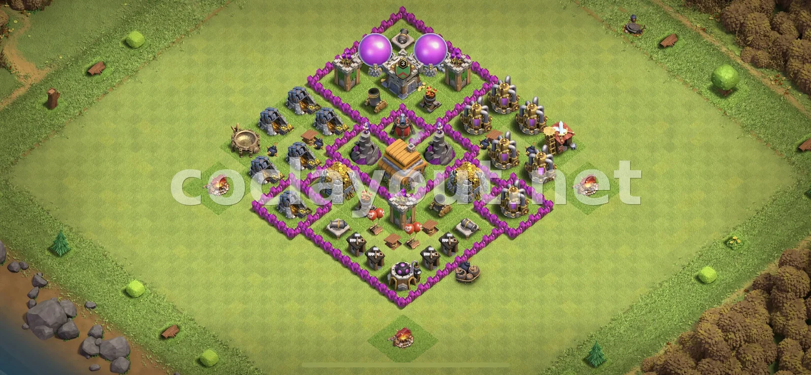 Meilleure base hybride TH6 pour protéger vos trophées et ressources – aperçu du plan TH6