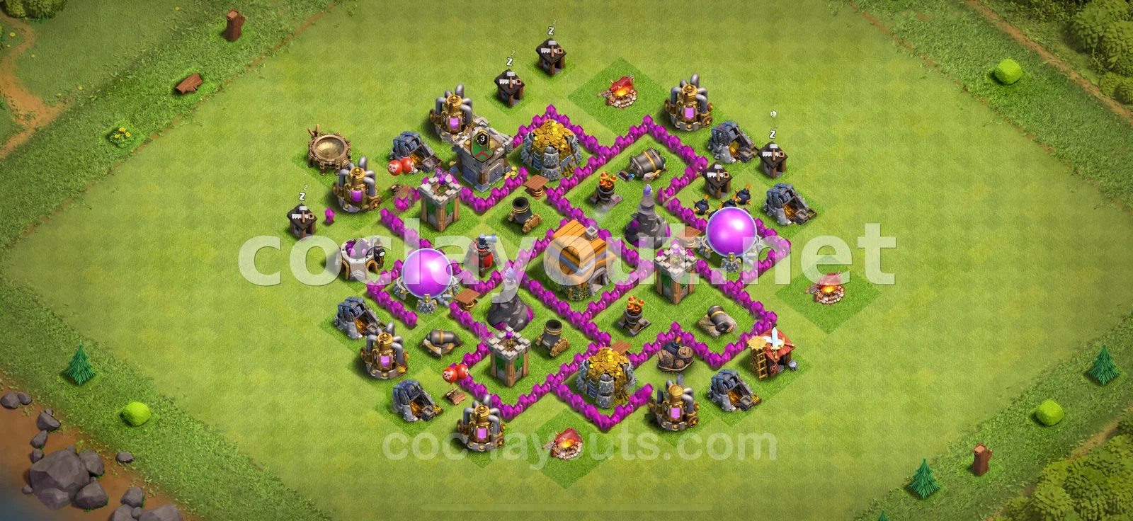 Гибридная база TH6 #24 – превью расстановки TH6