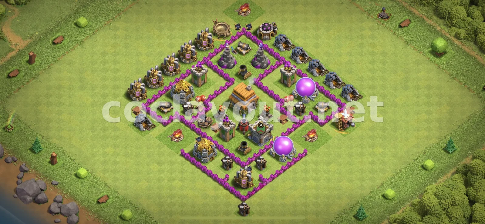 Base hybride TH6 pour protéger vos ressources et trophées – aperçu du plan TH6