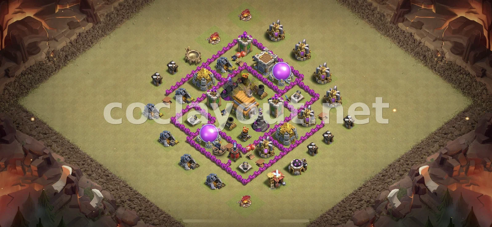 Diseño de guerra TH6 eficaz para la guerra de clanes – vista previa del diseño TH6