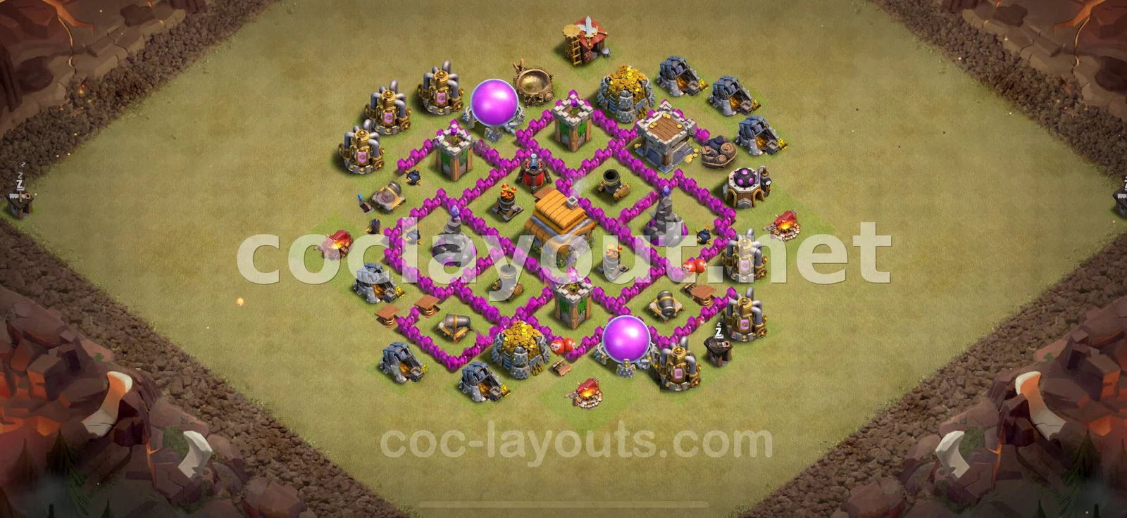 أفضل تصميم قاعدة حرب TH6 في كلاش أوف كلانس – معاينة تصميم TH6