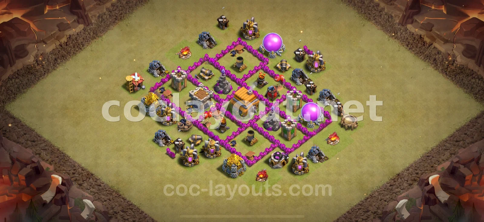 TH6 War Base #25 – TH6 layout preview
