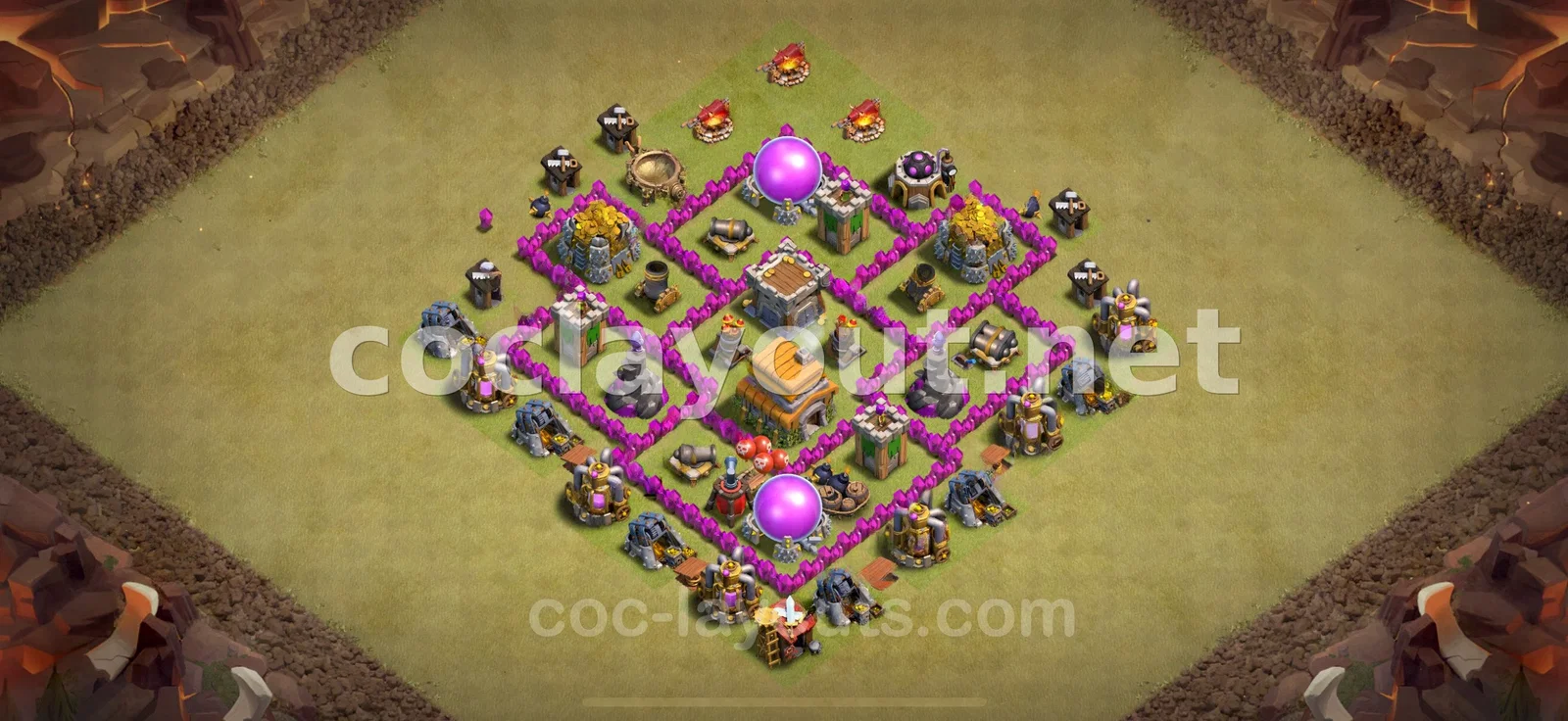 Strong TH6 War Base Layout Example – TH6 layout preview