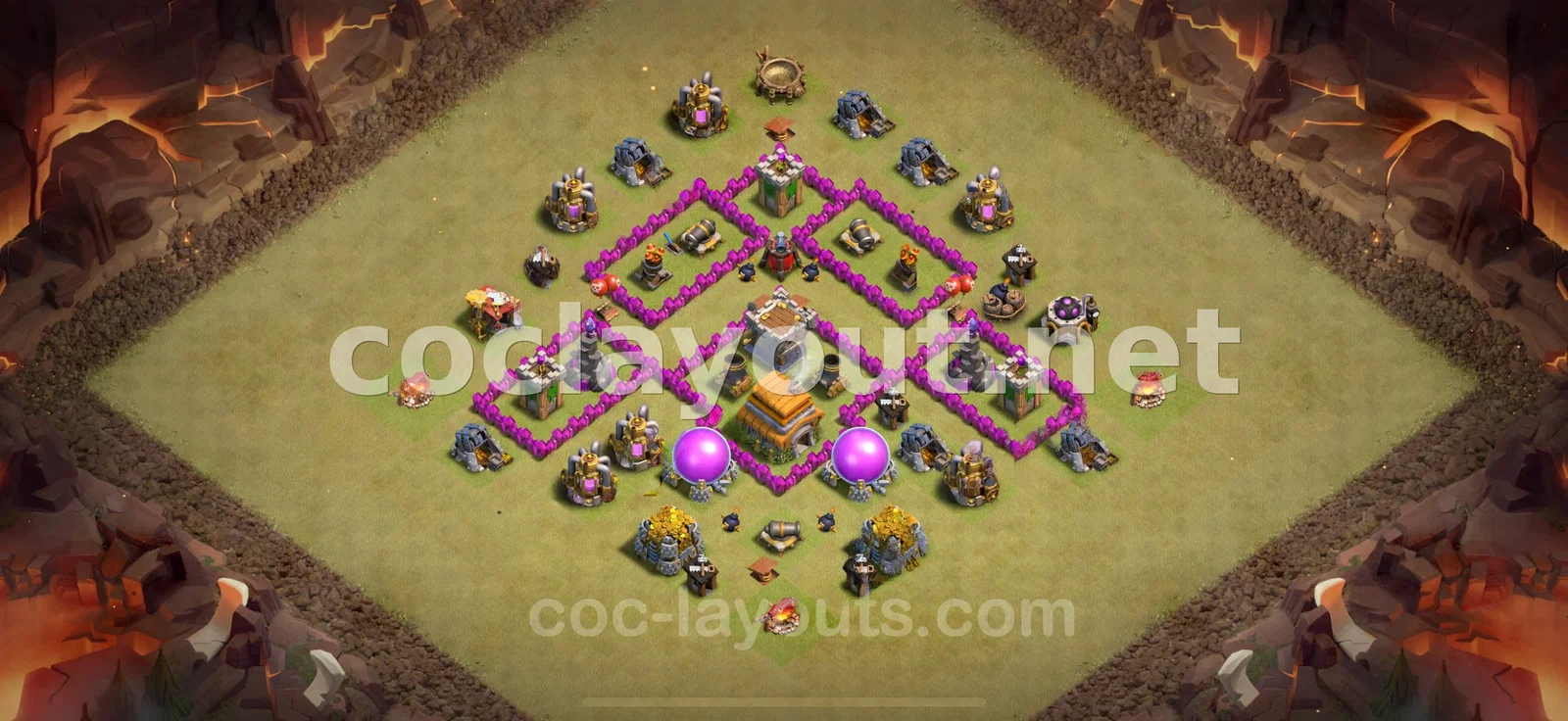 Effective TH6 War Base Layout – TH6 layout preview