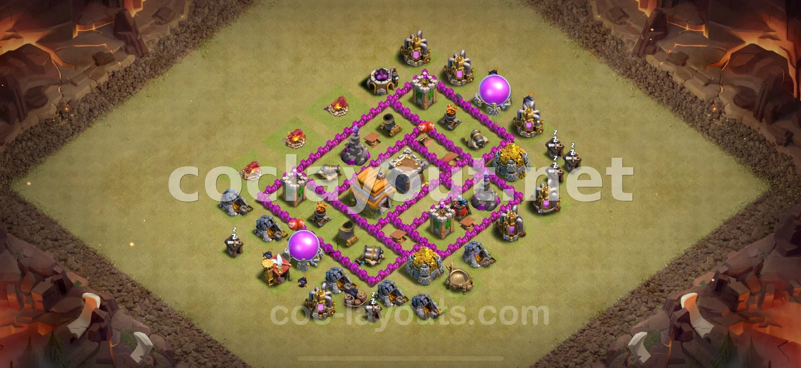 Effective TH6 War Base – TH6 layout preview