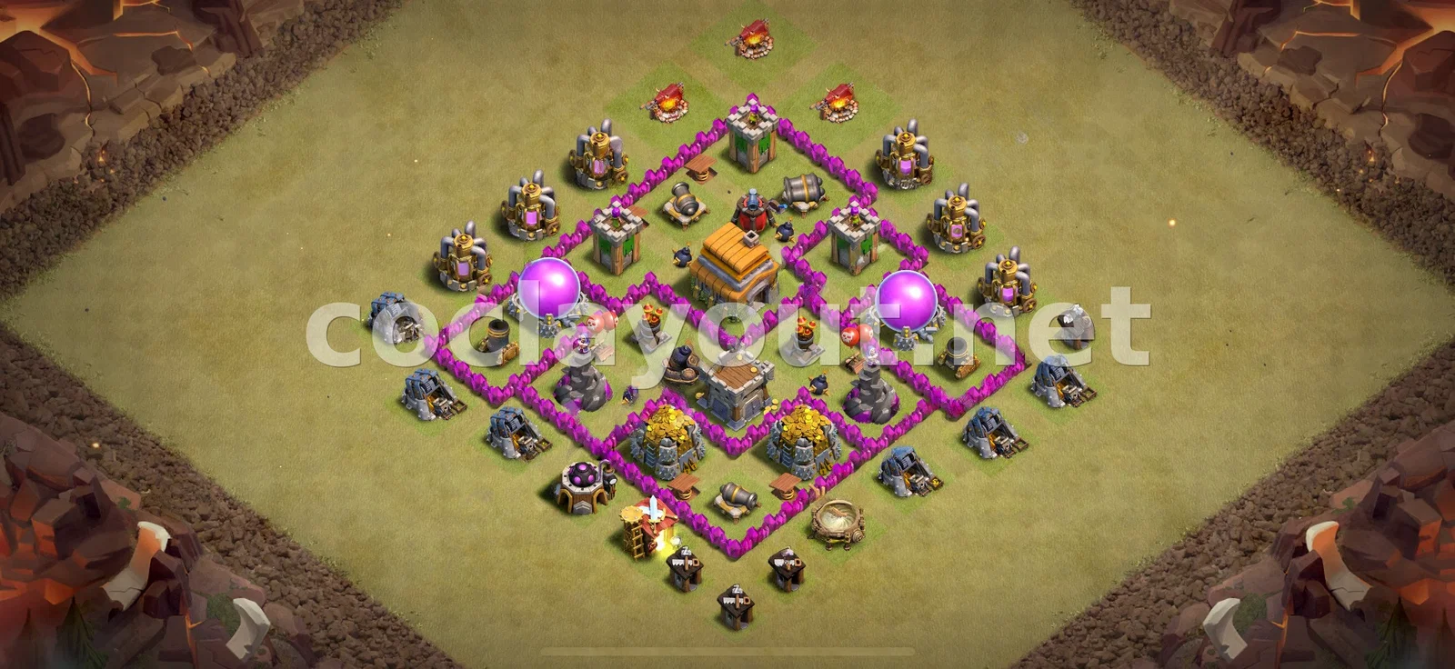 Mejor diseño de guerra TH6 para Guerra de clanes – vista previa del diseño TH6