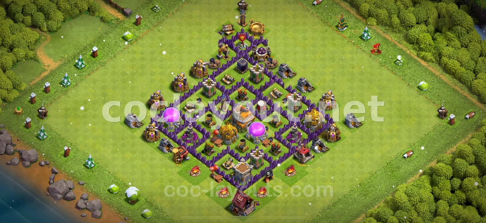 أفضل قاعدة هجينة TH7 لحماية الموارد والكؤوس – معاينة تصميم TH7