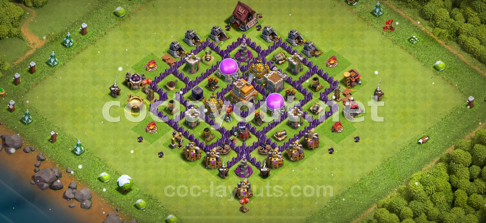 قاعدة هجينة TH7 للدفاع المتوازن – معاينة تصميم TH7