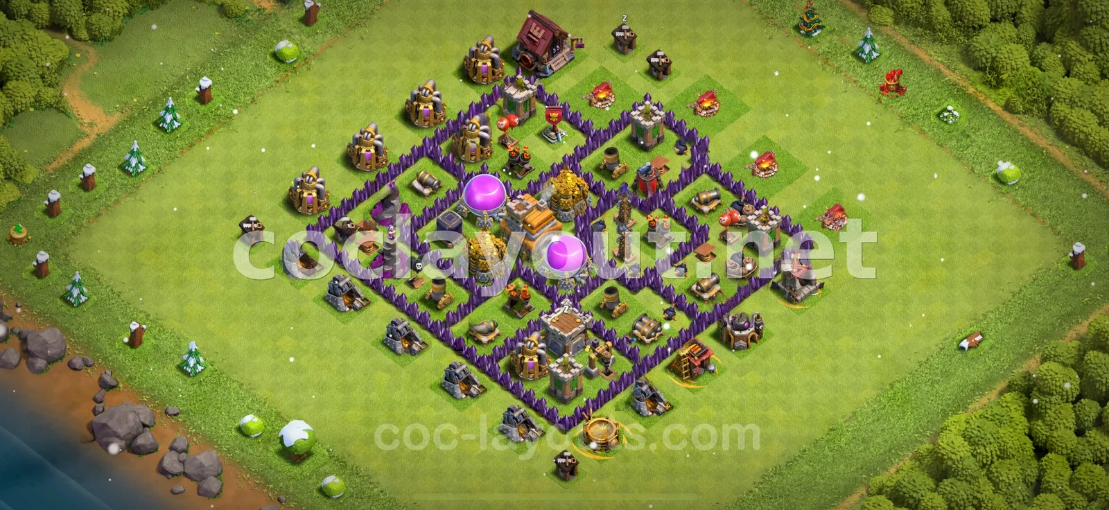 Disseny de base de farming TH7 protegir recursos – previsualització del disseny TH7