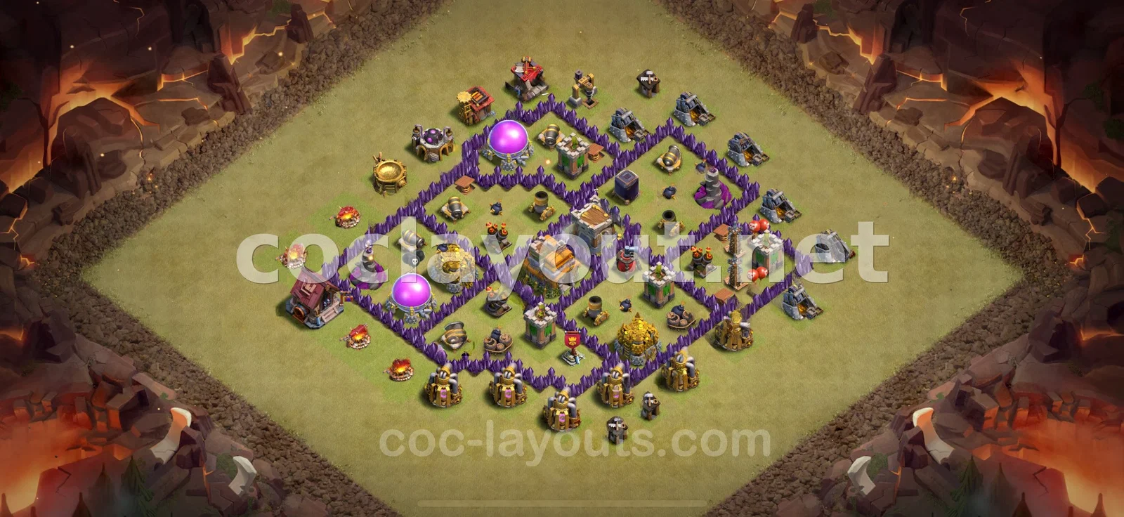 Base de guerra TH7 per l'Èxit en Guerra de Clans – previsualització del disseny TH7