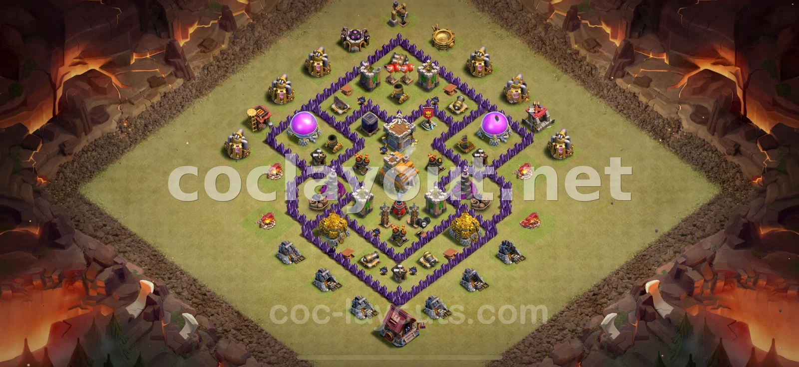 Base de guerra TH7 per defensa en guerra de clans – previsualització del disseny TH7