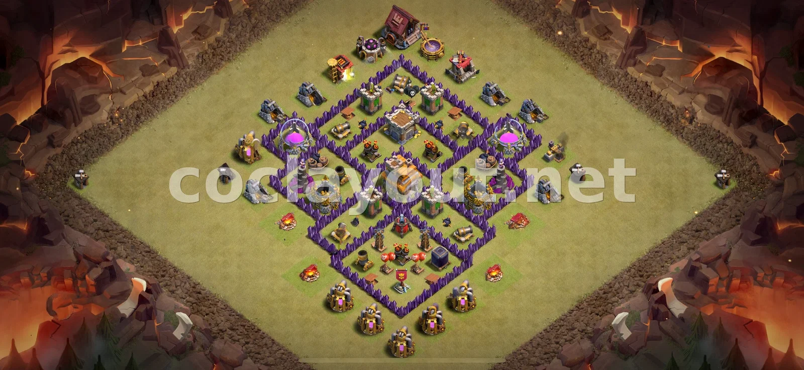 Disseny de base de guerra TH7 per guerra de clans – previsualització del disseny TH7