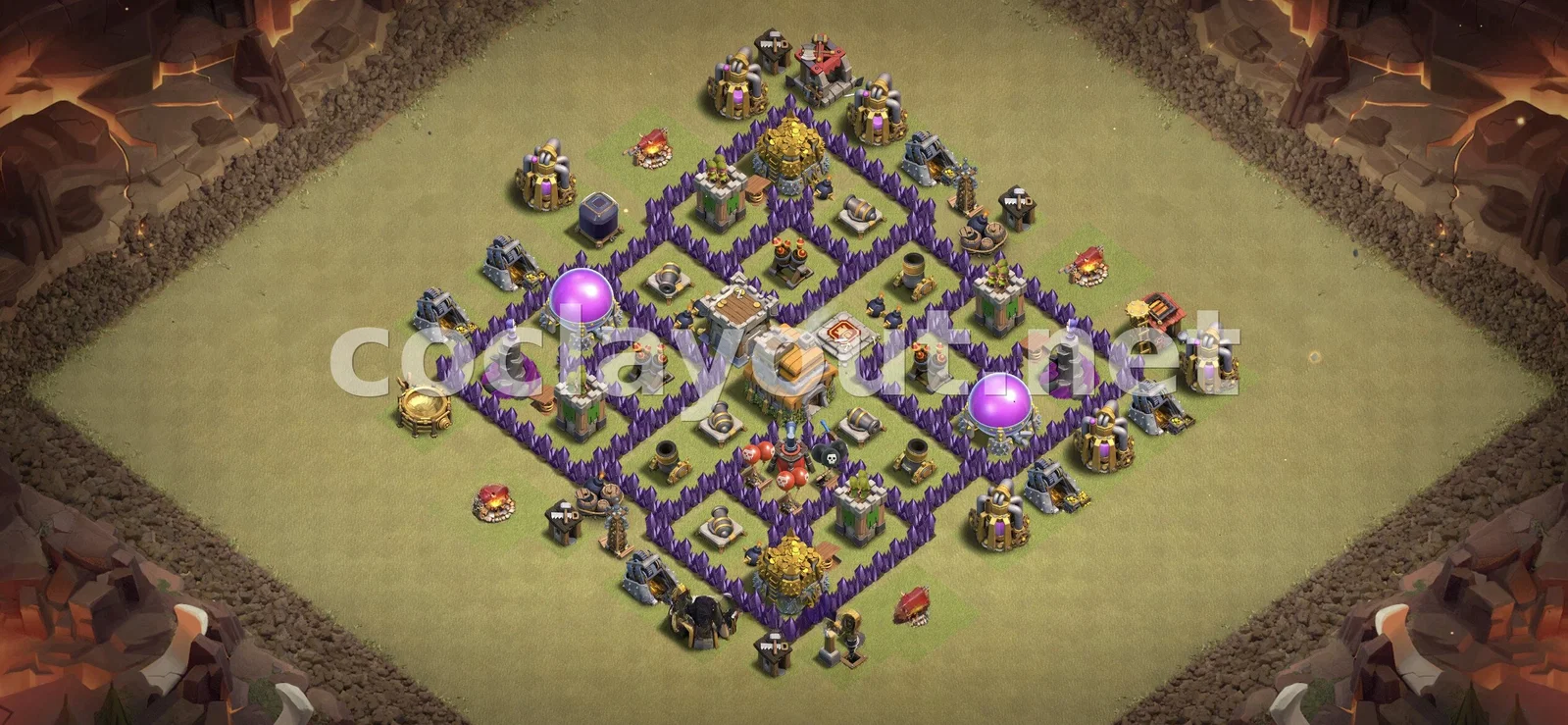 有效的TH7部落战阵型 – TH7 布局预览