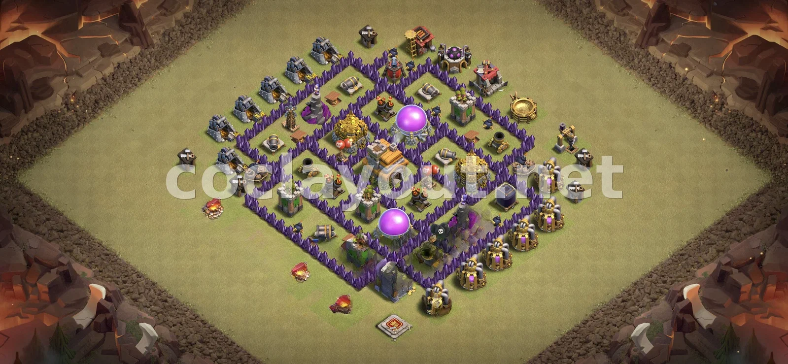 有效的 TH7 部落战阵型 – TH7 布局预览