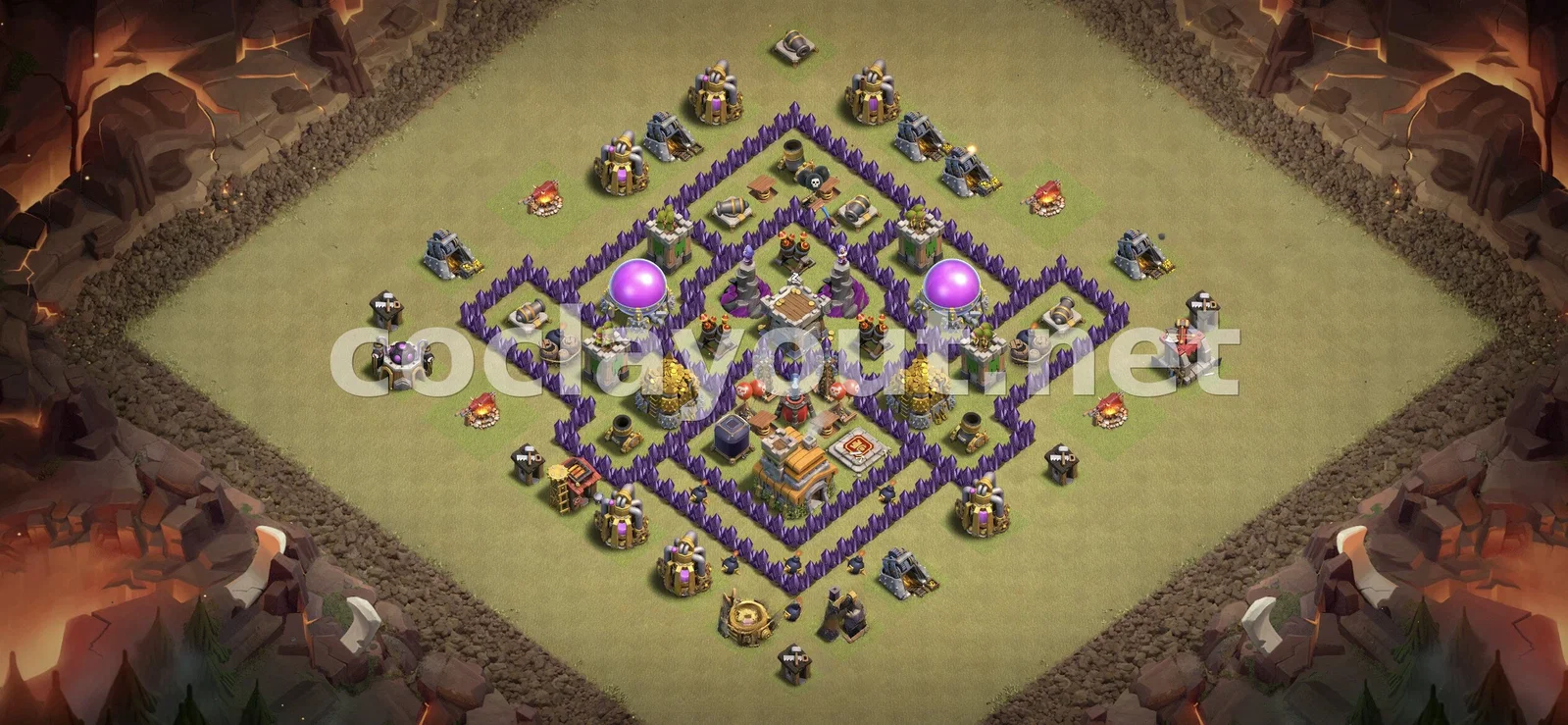 有效的TH7部落战阵型 – TH7 布局预览
