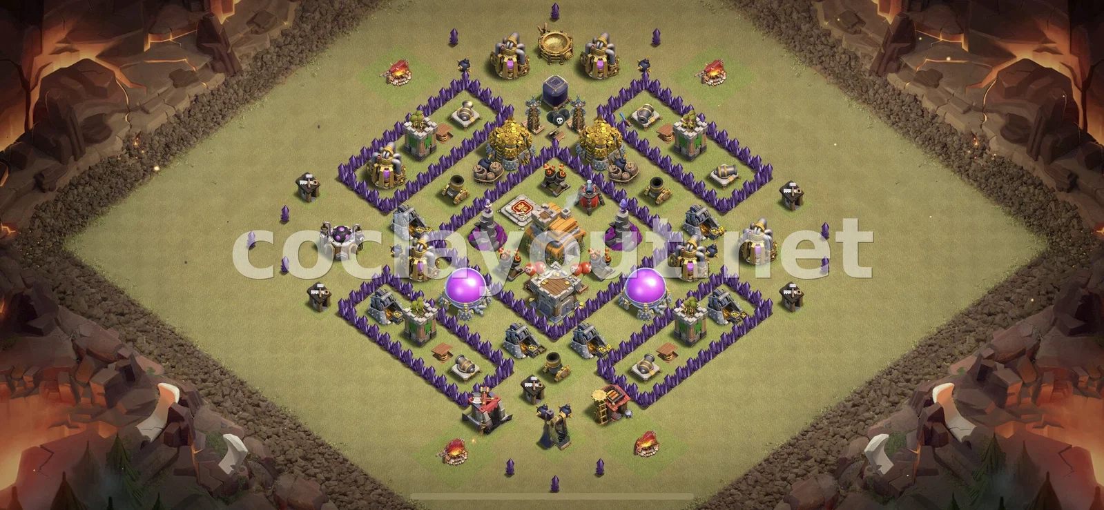 有效的TH7部落战阵型 – TH7 布局预览