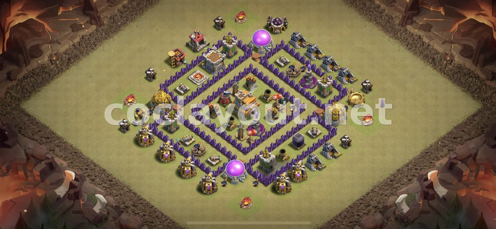 有效的 TH7 部落战阵型 – TH7 布局预览