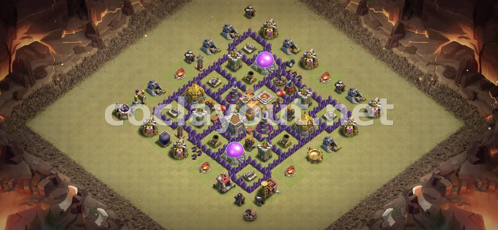 战略性 TH7 部落战阵型 – TH7 布局预览