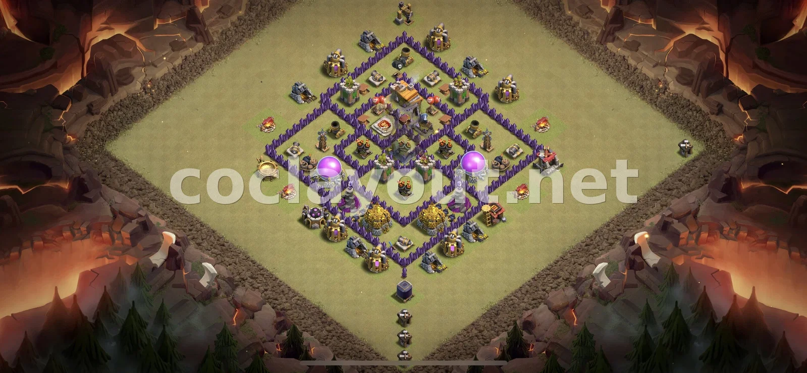 有效的TH7部落战阵型 – TH7 布局预览