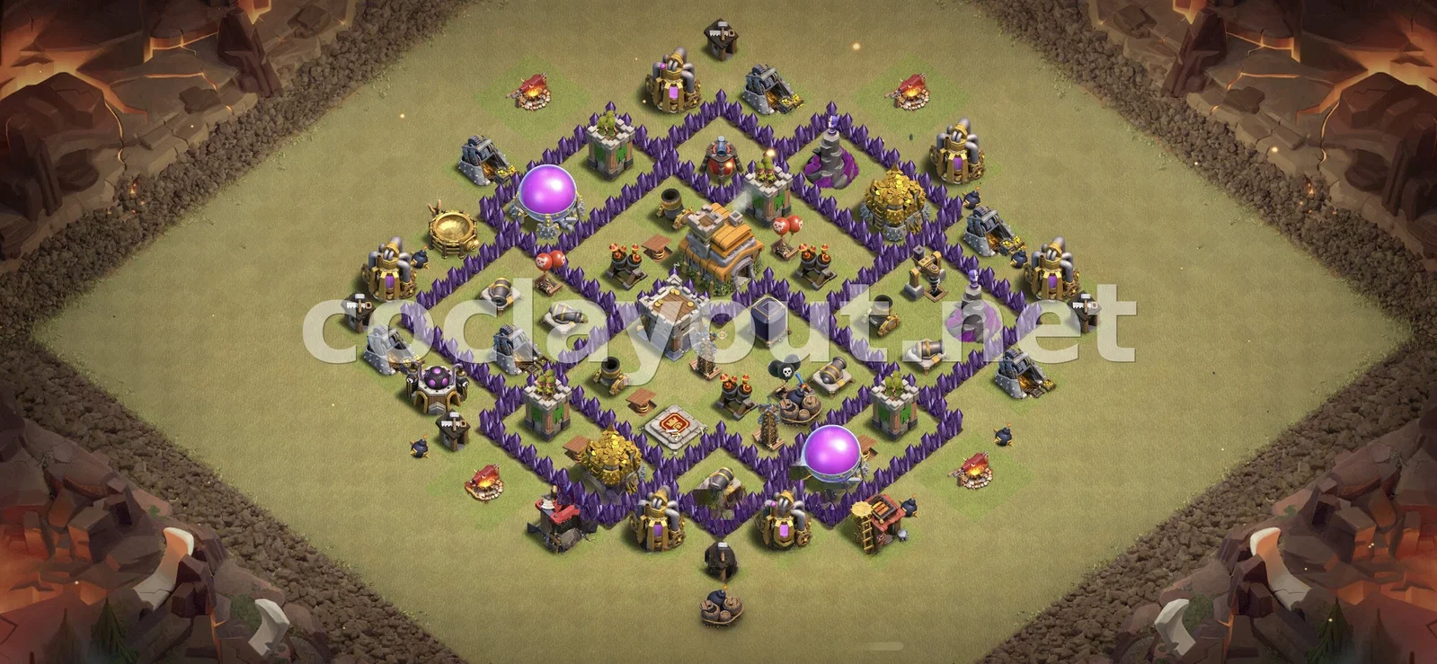 有效的TH7部落战阵型 – TH7 布局预览