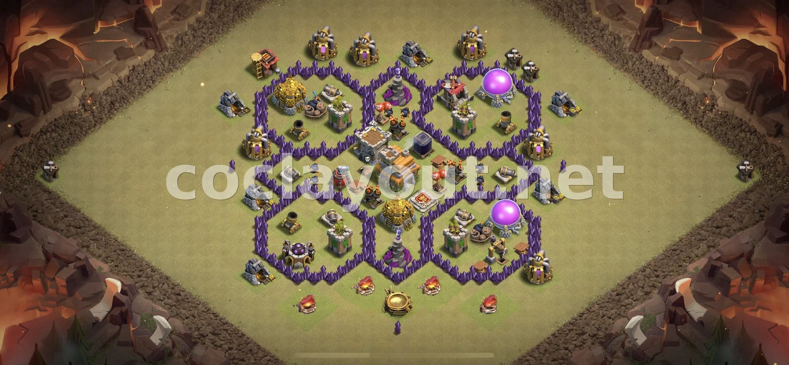 高效的TH7部落战阵型 – TH7 布局预览