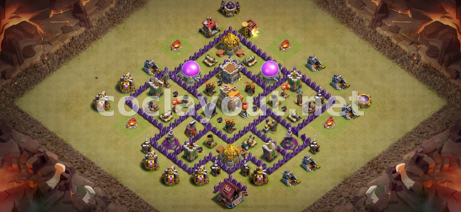使用此TH7部落战阵型赢得胜利 – TH7 布局预览