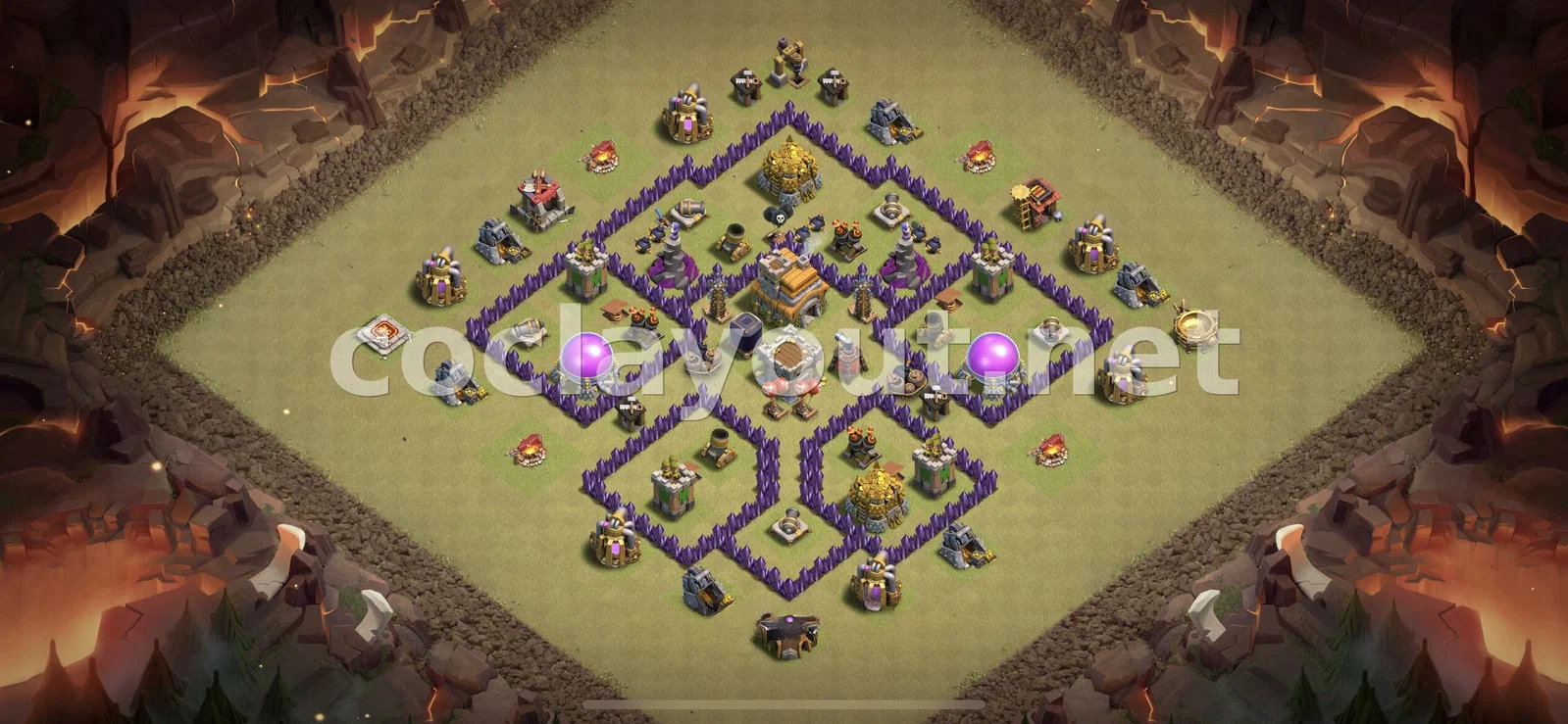 强大的TH7部落战阵型 – TH7 布局预览