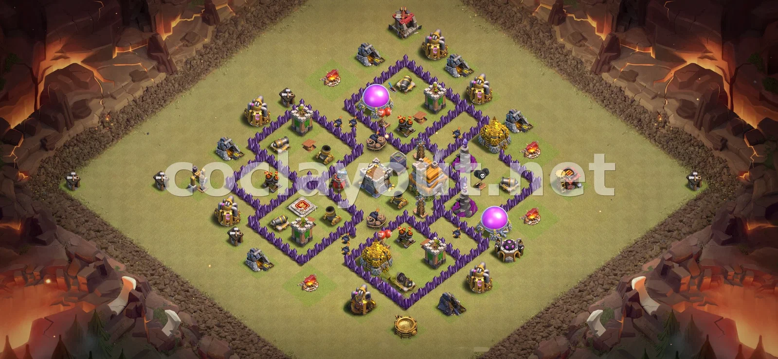 Base de guerre TH7 pour réussir en Guerre de clans – aperçu du plan TH7