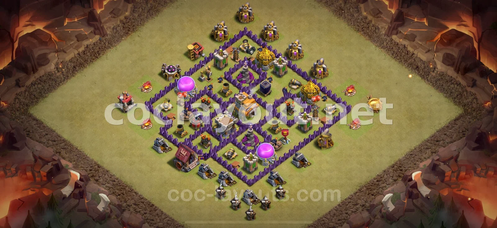 TH7 Base de Guerre: Agencement Stratégique – aperçu du plan TH7