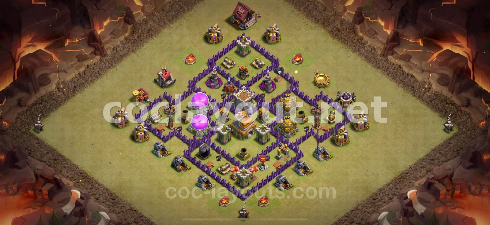Meilleure base de guerre TH7 pour la Guerre de clans – aperçu du plan TH7