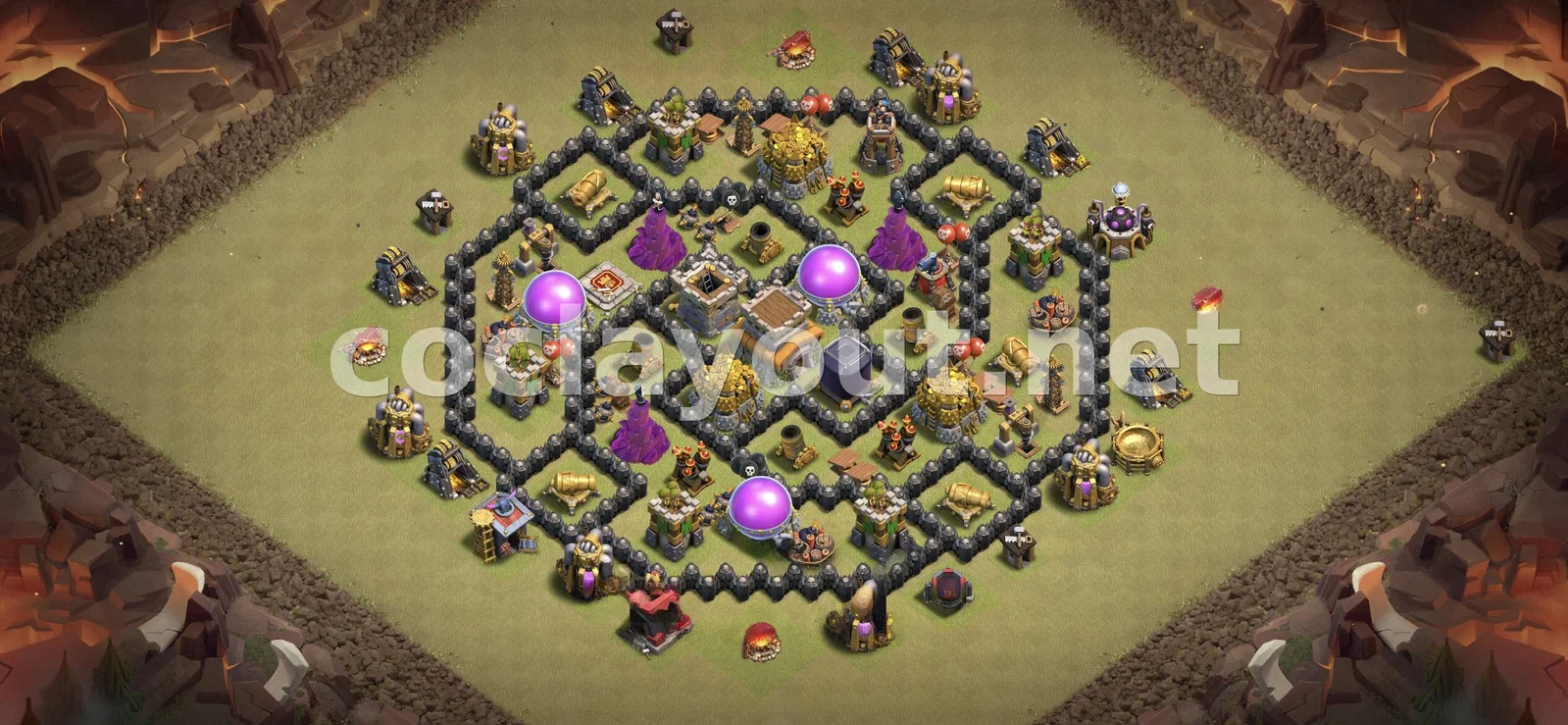 有效的 TH8 部落战阵型 – TH8 布局预览