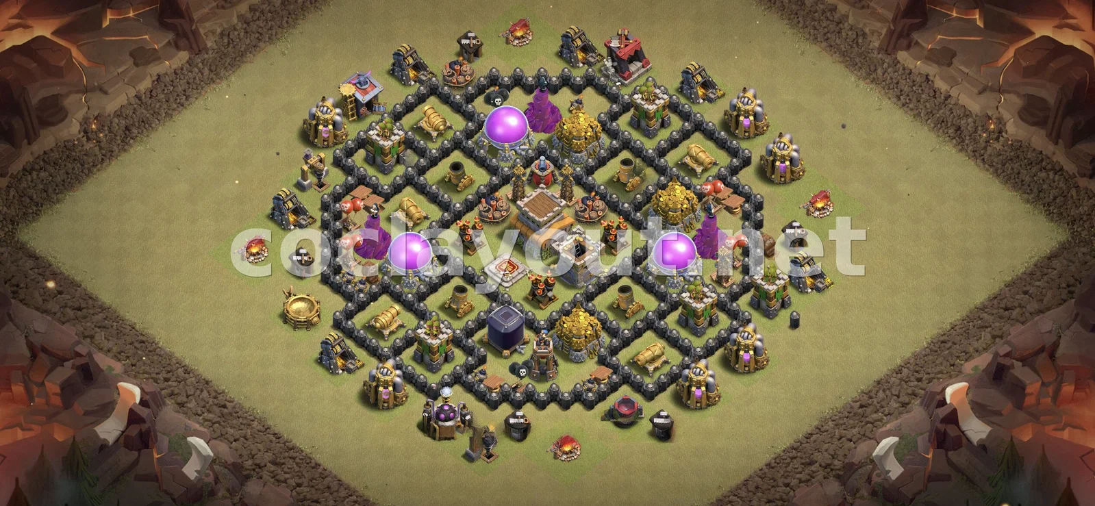 有效的 TH8 部落战阵型 – TH8 布局预览