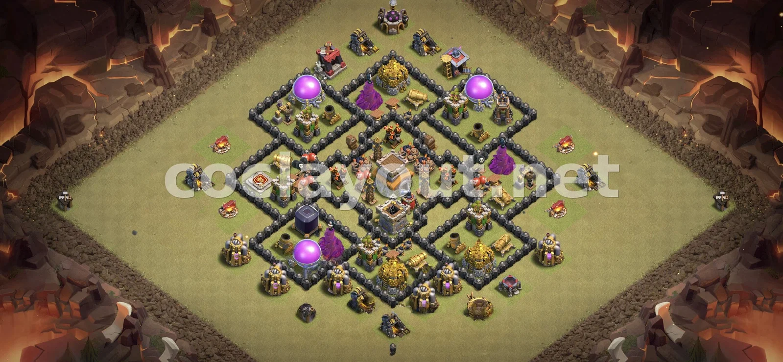有效的 TH8 部落战阵型 – TH8 布局预览