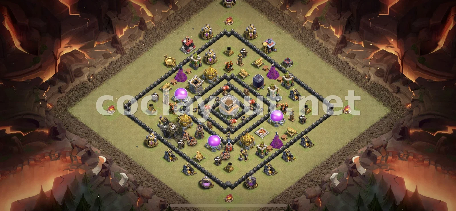 有效的TH8部落战阵型 – TH8 布局预览