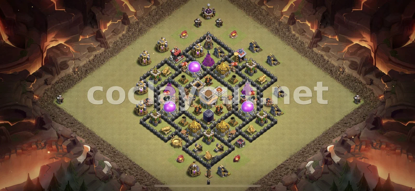有效的 TH8 部落战阵型设计 – TH8 布局预览