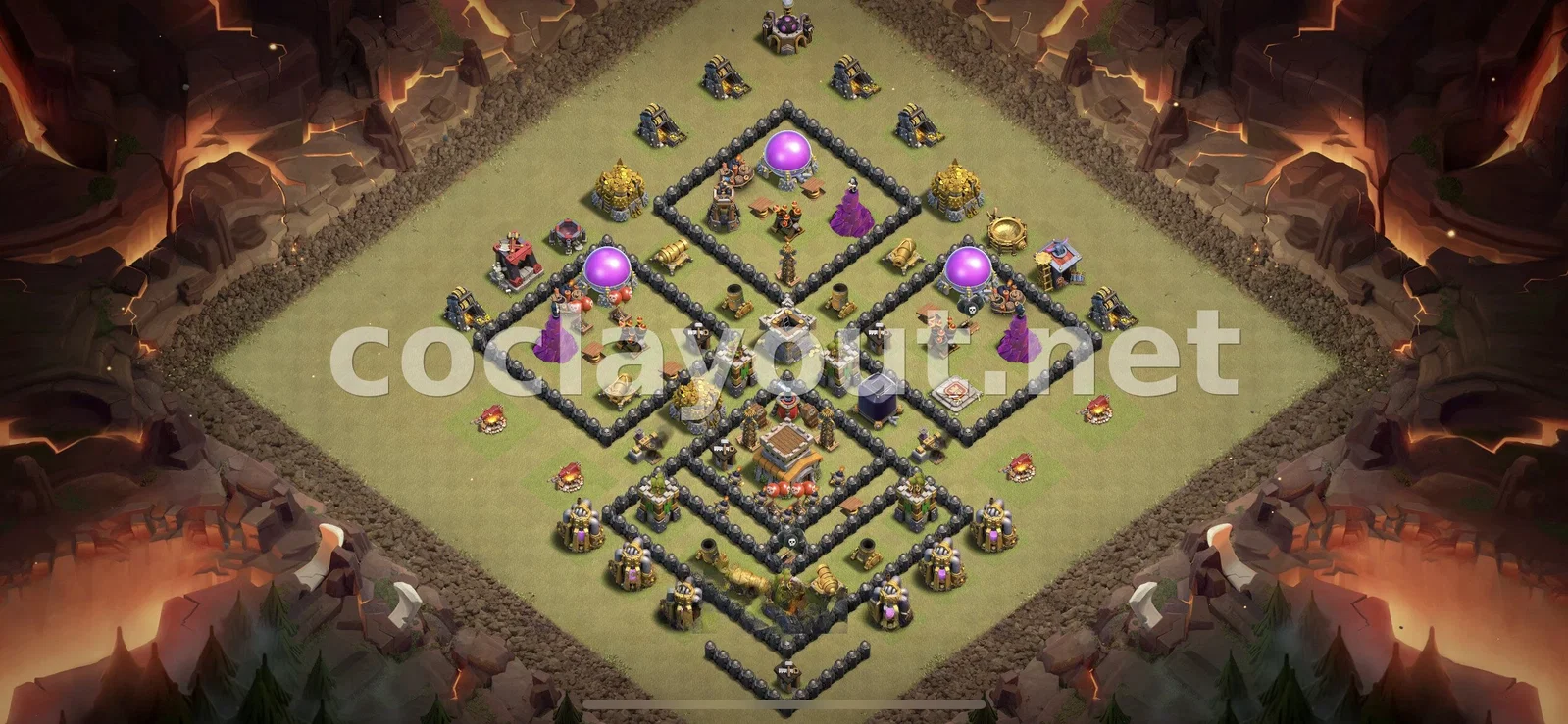 TH8 村庄部落战阵型推荐 – TH8 布局预览