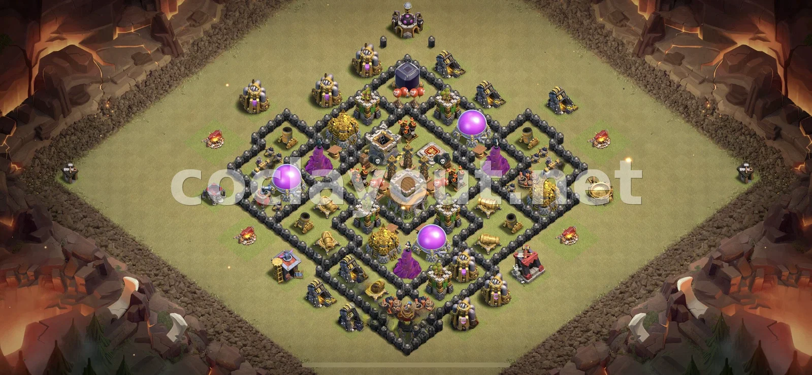 TH8 有效部落战阵型 – TH8 布局预览