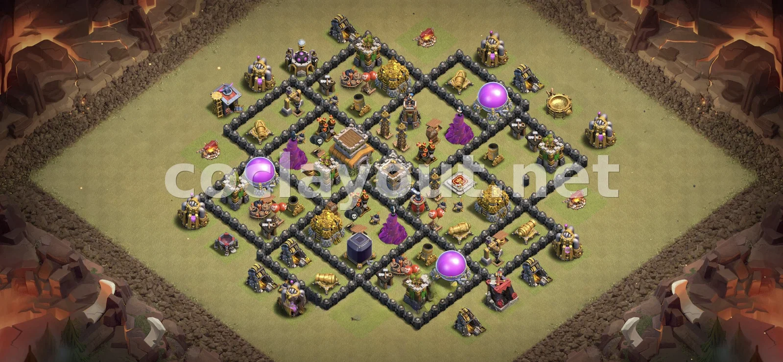 TH8 部落战阵型策略 – TH8 布局预览